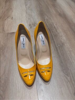 Jimmy Choo Yellow Leather Pointed Toe Pumps 39